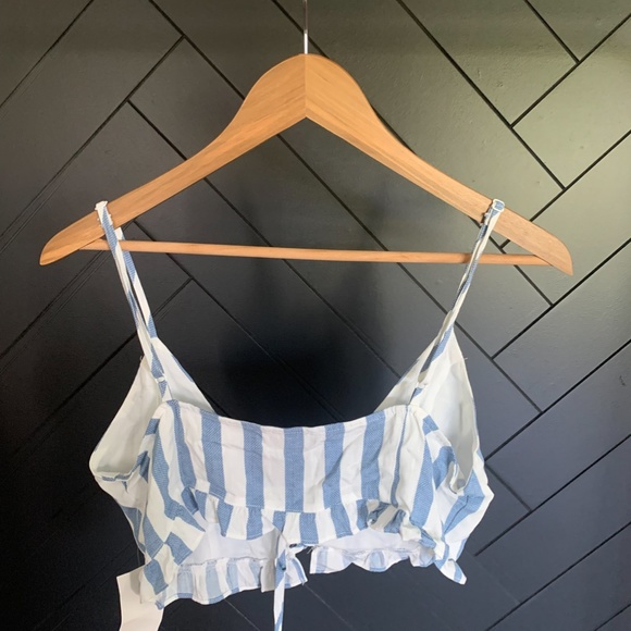 Just Right Lace Up Top- Blue - Picture 4 of 4